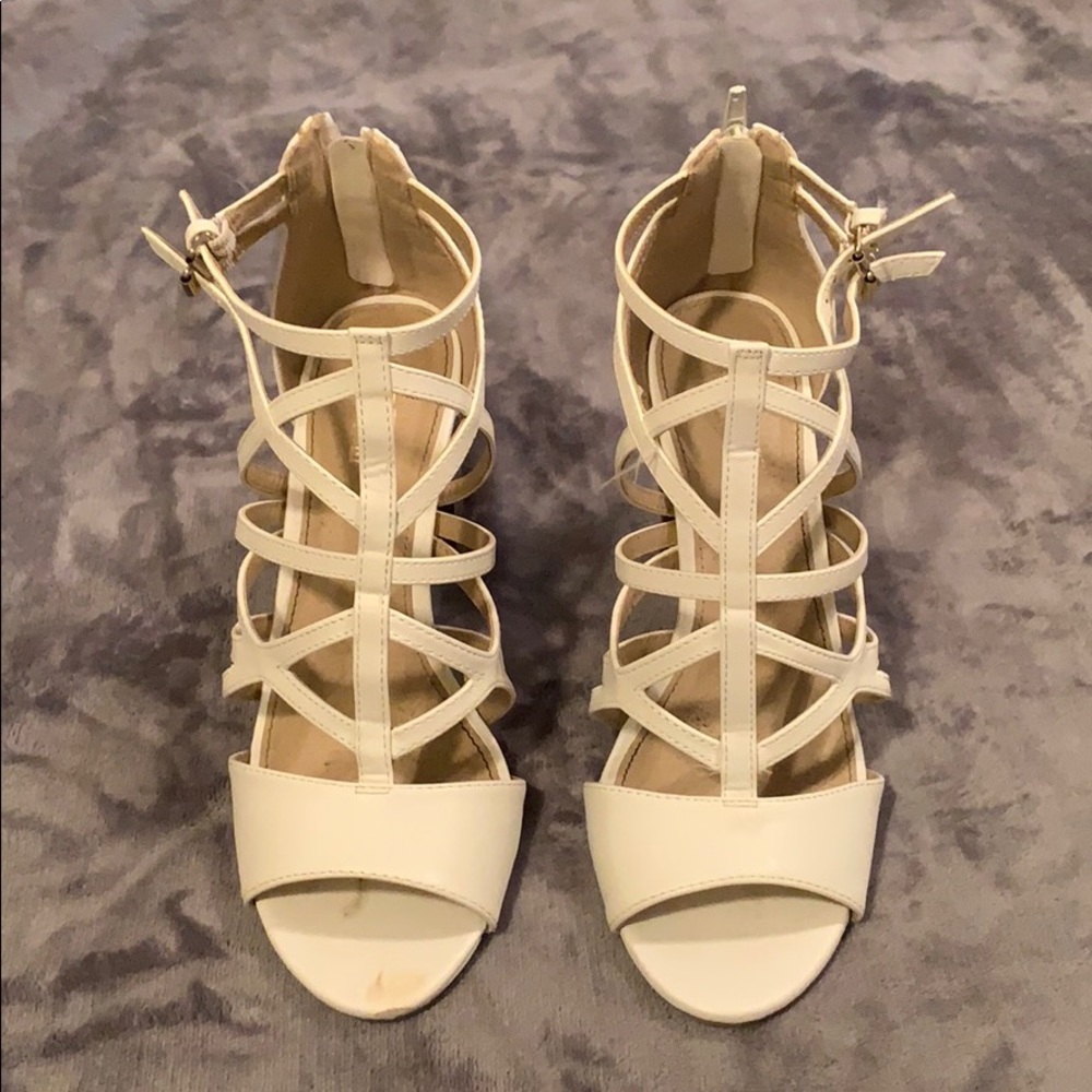 White strapy high heels